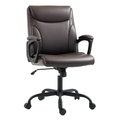 HOMCOM Faux Leather Desk Chair with Tilt Function for Home Office, Brown