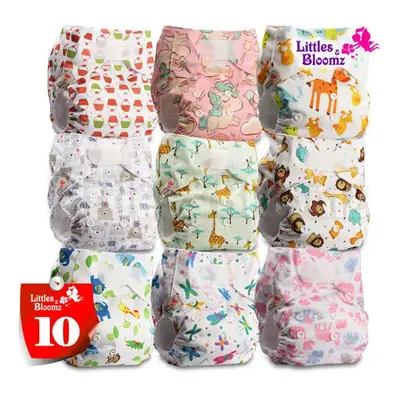 (10) [Littles&Bloomz]9pcs/set STANDARD Hook-Loop Reusable Washable Real Cloth Nappy Diaper,9 nap