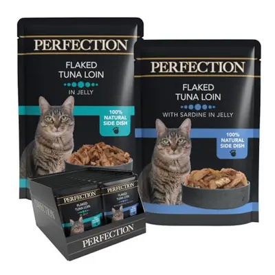 Perfection - Wet Food for Adult Cats - Flaked Tuna Loin, Tuna Sardine in Jelly - Natural Ingredi