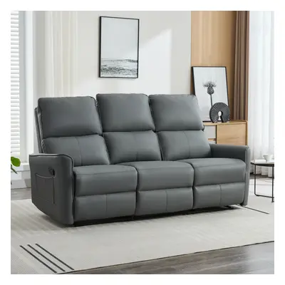 (Grey) MADRID SEATER MANUAL AIR LEATHER RECLINER SOFA