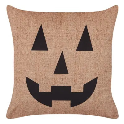 Velvet Cushion Jack-O-Lantern Pattern x cm Beige SEBES