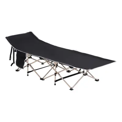 Outsunny Single Portable Outdoor Military Sleeping Bed Camping Cot Black