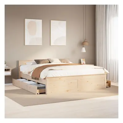 vidaXL Bed Frame without Mattress with Headboard 200x200 cm Solid Wood Pine