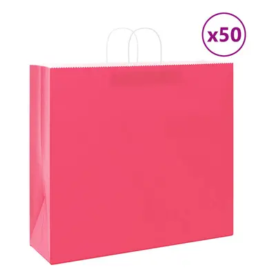 (pink, x x cm) vidaXL Paper Bags pcs with Handles Brown 15x8x21 cm Grocery Paper Gift Bag