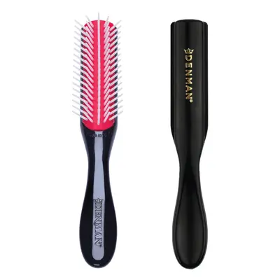 Denman Curly Hair Brush D14 (Black) Row Styling Brush for Detangling, Separating, Shaping and De