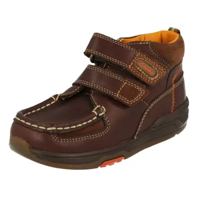 Boys Clarks Ankle Boots Iced - Brown Leather - UK Size 4F - EU Size - US Size 4.5M