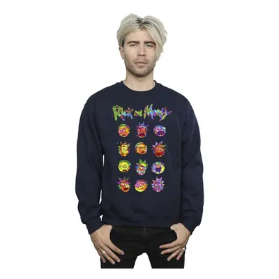 (XXL, Navy Blue) Rick And Morty Mens Tie Dye Faces Sweatshirt