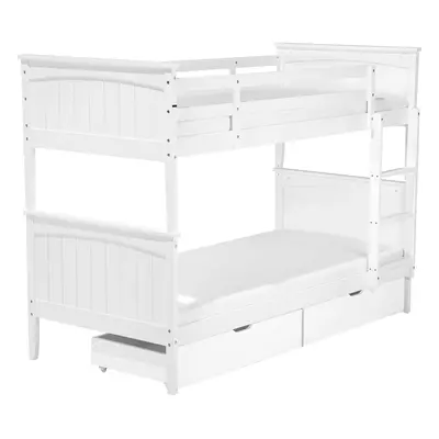 Bunk Bed with Drawers Wood ALBON x cm (EU Single) White