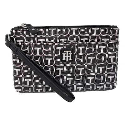 Tommy Hilfiger Women's Black White Logo Printed Medium Wristlet Wallet