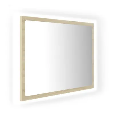 vidaXL LED Bathroom Mirror Sonoma Oak 60x8.5x37 cm Acrylic Washroom Mirror