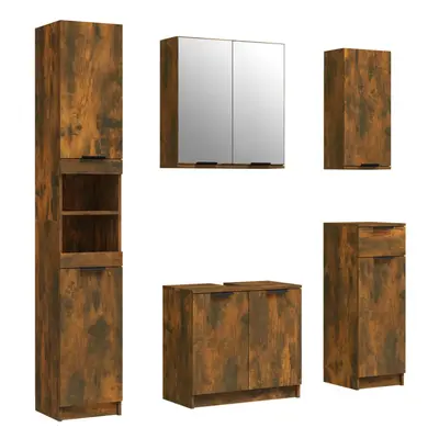 (smoked oak) vidaXL Bathroom Cabinet Set Piece Engineered Wood Vanity Unit Multi Colours