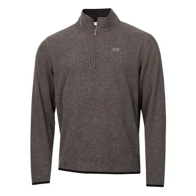 (S, Charcoal Marl) Calvin Klein Mens Polar Fleece 1/2 Zip Stretch Golf Sweater