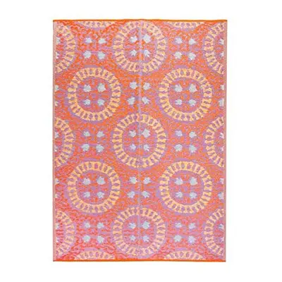 Talking Tables x 120cm Boho Woven Waterproof Outdoor Rug | Plastic, Lightweight Mat with Geometr