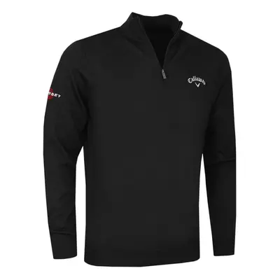 (M, Black Ink) Callaway Golf Mens 1/4 Zip Blended Merino Mix Odyssey Thermal Sweater