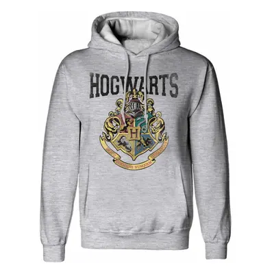 (XXL, Heather Grey) Harry Potter Unisex Adult Hogwarts Crest Hoodie