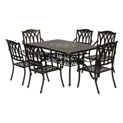 Outsunny Pieces Cast Aluminium Garden Dining Set with Parasol Hole, Bronze