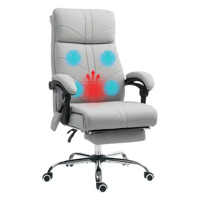 Vinsetto PU Vibration Massage Office Chair with Heat, Footrest, Light Grey