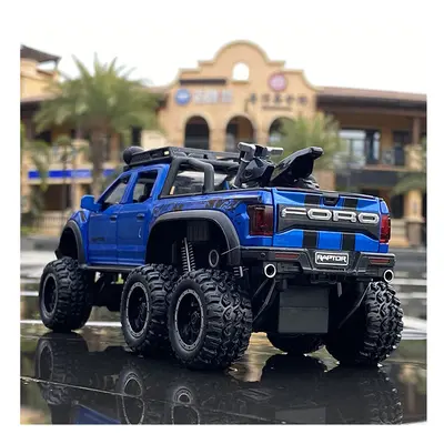 (Blue) 1/28 Ford Raptor F150 Alloy Car Modified Off-Road Vehicle Model Diecast Toy Vehicles Meta