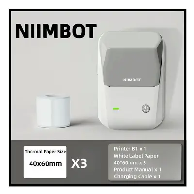 (Gy 40x30 Rolls) Niimbot B1 Label Printer Portable Handheld Thermal Printer Mini Barcode QR Code