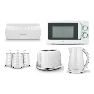 Tower Solitaire White Kettle Toaster T24042WHT Microwave & Storage Set