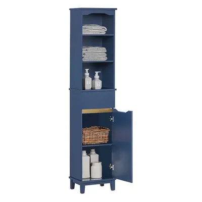 SoBuy BZR112-B, Navy Blue Bathroom Tall Cabinet Tall Cupboard Bathroom