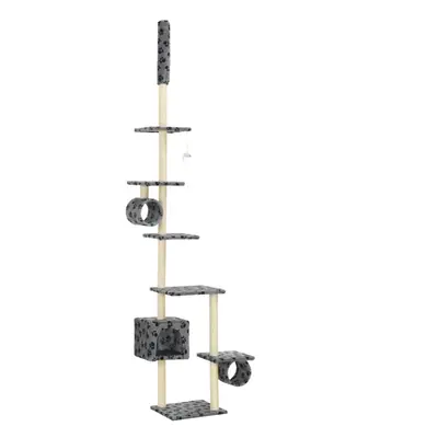 vidaXL Cat Tree with Sisal Scratching Posts 260cm Grey Paw Prints Playhouse