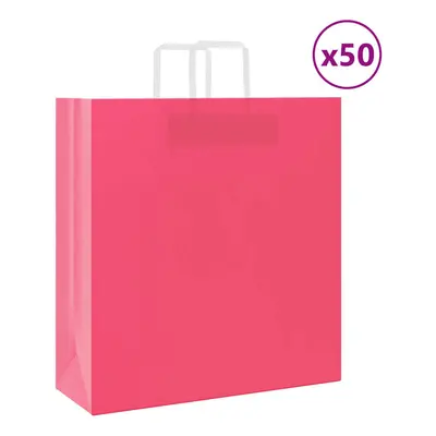 (pink, x x cm) vidaXL Paper Bags pcs with Handles White 54x15x49 cm Paper Grocery Bag