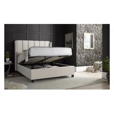 (Double) Aurora Natural Velvet Ottoman Bed