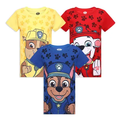 Paw Patrol Nickelodeon Boys Pack Chase Marshall and Rubble Short Sleeve TShirts for Little Kids 