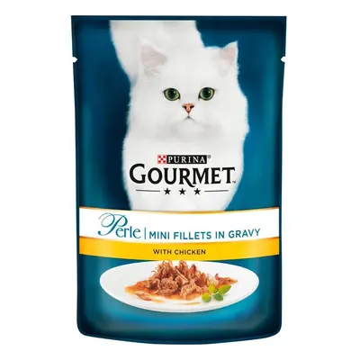 Gourmet Perle Wet Cat Food Mini Fillets with chicken Gravy g x