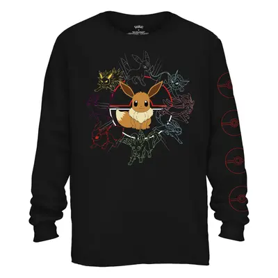 Pokemon Mono Eeveeloutions Eevee T-Shirt(Long Sleeve Black Medium)