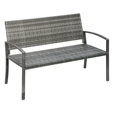 Outsunny Patio Rattan Seater Garden Bench Love Seater Garden Armchair Grey