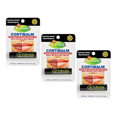 Dr. Dans Cortibalm -3 Pack -for Dry Cracked Lips - Healing Lip Balm for Severely Chapped Lips- D