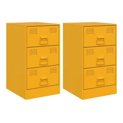 (mustard yellow, pcs) vidaXL Bedside Cabinets Nightstand Bed Side Cabinet pcs Mustard Yellow Ste