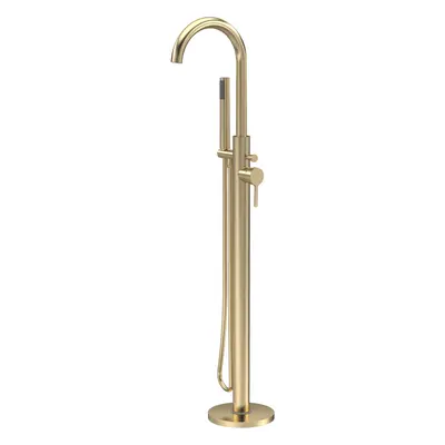 Connect Floor Standing Bath Shower Mixer Tap with Shower Kit - Brushed Brass - Balterley