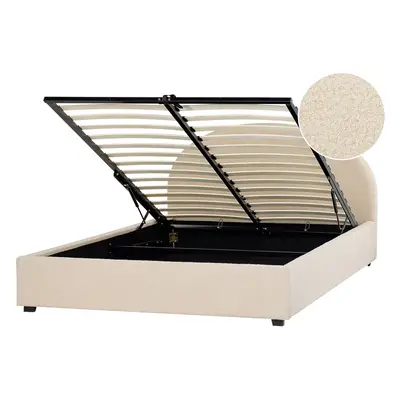 Ottoman Bed Boucle VAUCLUSE x cm (EU Double) Beige