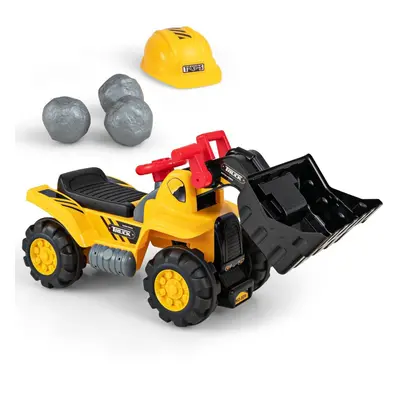 Kids Ride On Bulldozer Toy Children Pretend Play Truck w/ Helmet & Toy Stones