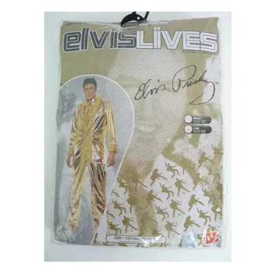 Large Gold Men's Elvis Costume - elvis costume gold mens fancy dress outfit presley adults lame 