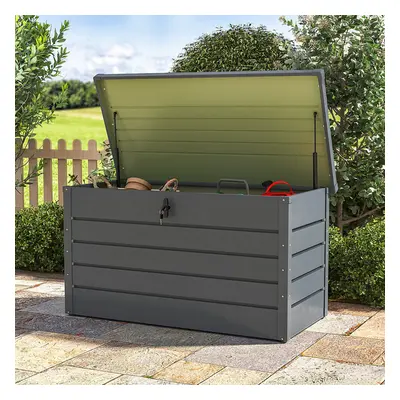 (Anthracite) 350L Garden Steel Box Patio Waterproof Storage Box