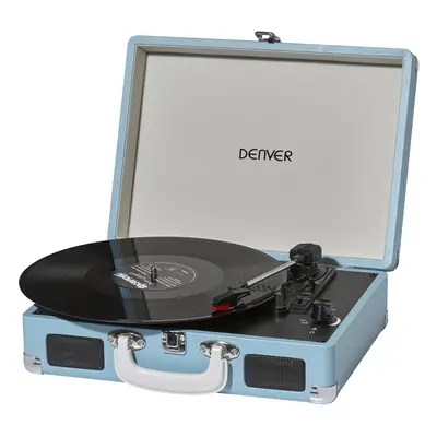 Denver VPL-120 Turquoise 3-Speed Vinyl Record Player With Stereo Speakers