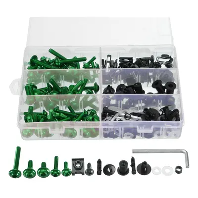 (Green) 223pcs Motorcycle Windscreen Body Fairing Bolts Fastener Clips Screws For Honda/Yamaha