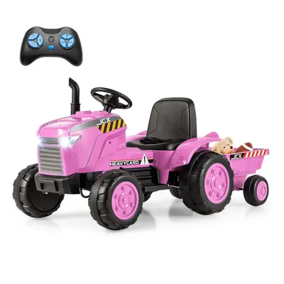 12V Kids Ride On Tractor Toddlers 2-in-1 Electric Toy Car with Trailer