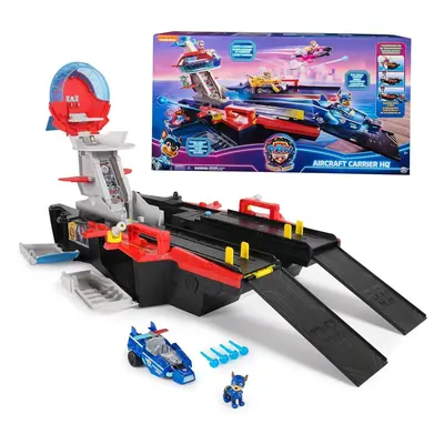 Paw Patrol: The Mighty Movie Aircraft Carrier HQ, with Chase Action Figure and Mighty Pups Cruis