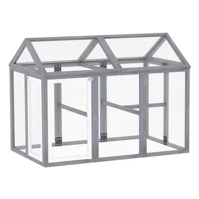 PawHut Chicken Run, Wooden Chicken Coop w/ Combinable Design - Grey