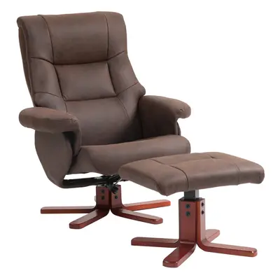 HOMCOM Recliner Chair with Footstool, Backrest Adjustable, Armchair, Brown