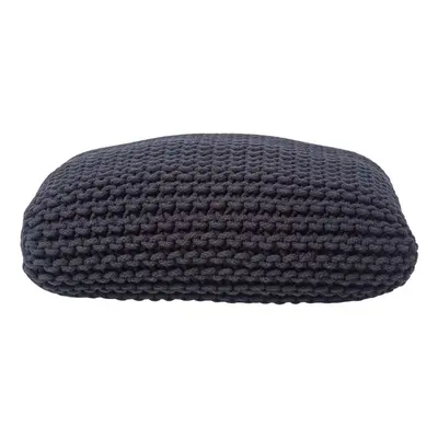 (Black) Knitted Cotton Pouffe Floor Cushion Square