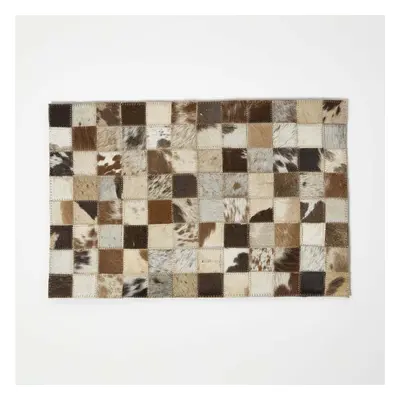 Block Check Brown Leather Placemats Set of