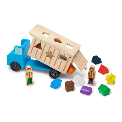 Melissa & Doug Shape-Sorting Wooden Dump Truck Toy With Colorful Shapes and Play Figures Wooden 