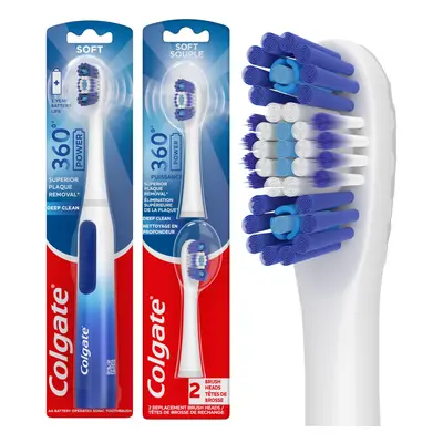 360 Floss Tip Sonic Powered Battery Toothbrush, Pack of