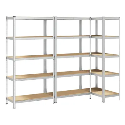 vidaXL 5-Layer Storage Shelves pcs Silver Steel&Engineered Wood